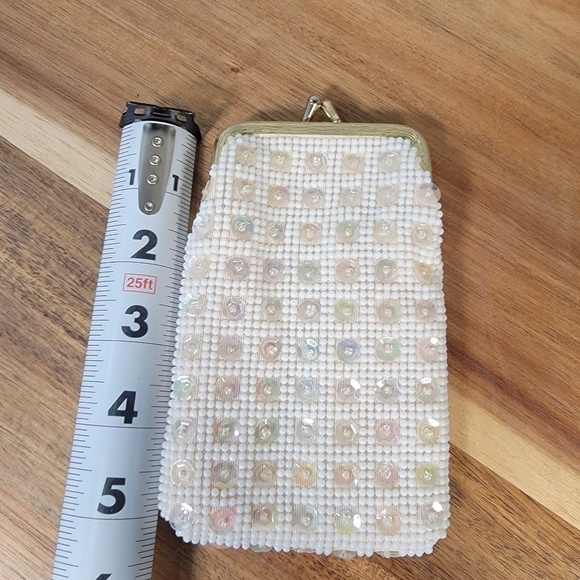 Vintage Beaded and Sequins Kiss Lock Bag Coin Purse Evening Made in Hong Kong - Picture 12 of 17